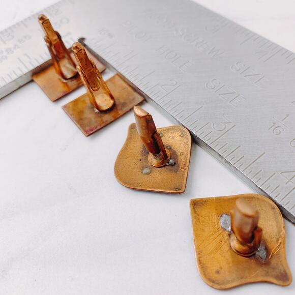 VTG Mid-Century Enamel Copper Cufflinks Abstract Modernist 50s 60s 2 Pair Set - Picture 9 of 9